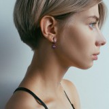 Anneaux oreilles acier 25 - PVD boule pendante