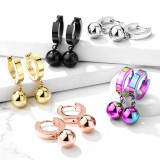Anneaux oreilles acier 25 - PVD boule pendante