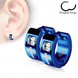 Anneaux oreilles acier 16 - PVD croix zircone