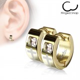 Anneaux oreilles acier 16 - PVD croix zircone