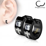Anneaux oreilles acier 16 - PVD croix zircone