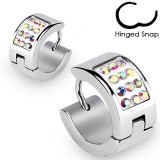 Anneaux oreilles acier 88 - Zircones aurora