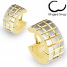 Anneaux oreilles acier 90 - Gold ip quadrillage