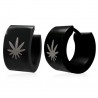 Anneaux oreilles acier 26 - Noir cannabis