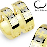Anneaux oreilles acier 93 - Gold ip croix de malte