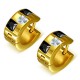 Anneaux oreilles acier 135 - Gold ip trois zircones