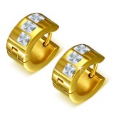 Anneaux oreilles acier 136 - Gold ip trois zircones