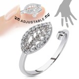 Bague phalange ajustable feuille est strass (02)