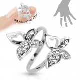 Bague phalange ajustable deux papillons (04)