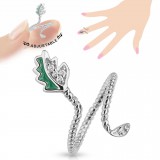 Bague phalange ajustable feuille verte (10)
