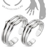 Deux bagues de phalange ajustable triples lignes (21)