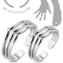 Deux bagues de phalange ajustable triples lignes (21)