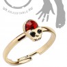 Bague phalange ajustable gold-ip crâne zircone rouge (25)