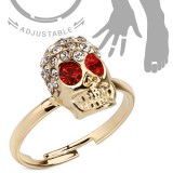 Bague phalange ajustable crâne aux yeux rouges (30)