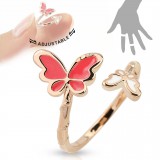 Bague phalange ajustable gold-ip papillons roses et blancs (33)