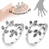 Bague phalange ajustable tiges avec feuilles colorées (36)