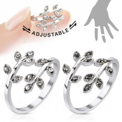 Bague phalange ajustable tiges avec feuilles colorées (36)