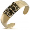 Bague phalange, pied bronze 03 - Pleine avec papillon
