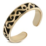 Bague phalange, pied bronze 09 - Motifs tribaux fond noir