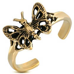 Bague phalange, pied bronze 24 - Papillon ailes creuses