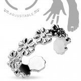 Bague phalange ajustable fleurs grises A (41)