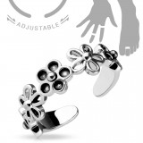 Bague phalange ajustable fleurs grises B (42)