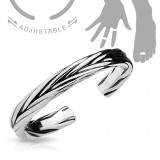 Bague phalange ajustable entrelacée grise (46)