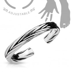 Bague phalange ajustable entrelacée grise (46)