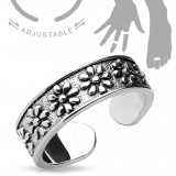 Bague phalange ajustable fleurs sur fond gris (49)