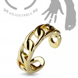 Bague phalange ajustable mailles jaunes (50)