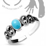 Bague phalange ajustable oval turquoise (53)