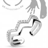 Bague phalange ajustable couronne multistrass (58)