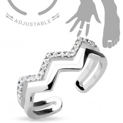 Bague phalange ajustable couronne multistrass (58)