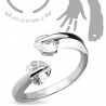 Bague phalange ajustable deux zircones transparents (62)