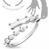 Bague phalange ajustable zircones transprents (63)