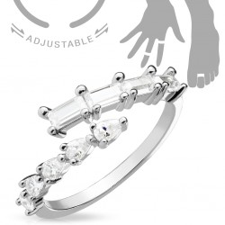 Bague phalange ajustable zircones transprents (63)