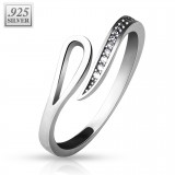 Bague de pied argent 14 - Bande multistrass et creux