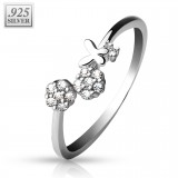 Bague de pied argent 15 - Papillon et fleurs