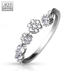 Bague de pied argent 18 - Fleurs et ronds
