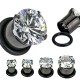 Plug en acier PVD black cristal transparent (AC35)