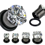 Plug en acier PVD black cristal transparent