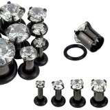 Plug en acier PVD black cristal transparent