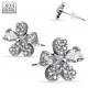 Stud argent 29 - Fleur multiples zircones