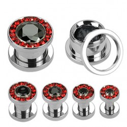 Plug acier dévissable cristal deluxe rouge et noir