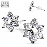Stud argent 32 - Fleur et étoile zircones