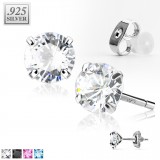 Stud argent 41 - Zircone rond noir
