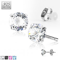Stud argent 41 - Zircone rond noir