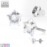 Stud argent 43 - Zircone étoile transparente