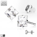 Stud argent 42 - Zircone carré noir