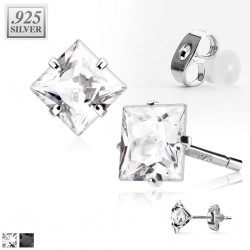 Stud argent 42 - Zircone carré noir